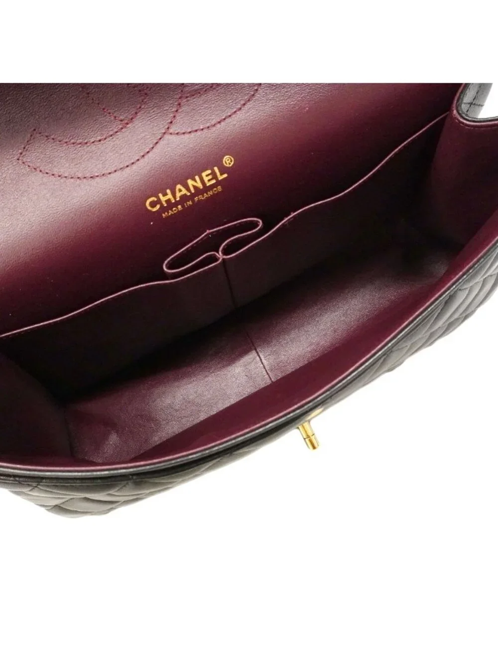 Chanel Shoulder Bag Deca Quilted Lambskin Black Gold